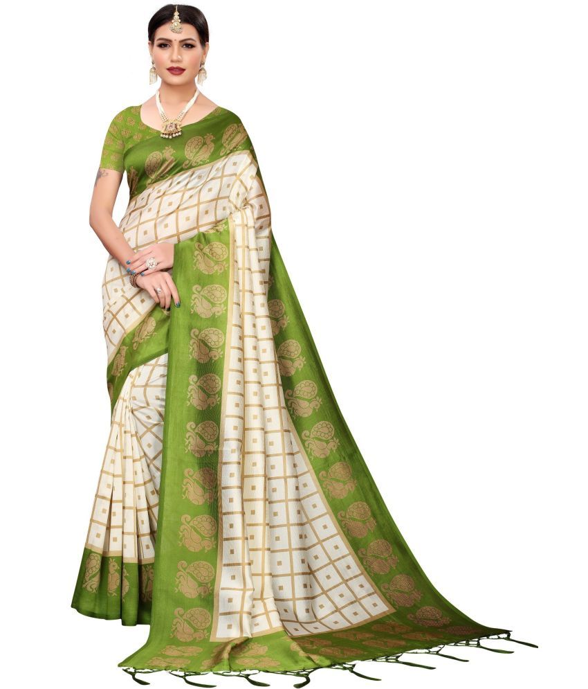     			Saadhvi Cotton Silk Applique Saree Without Blouse Piece - Green ( Pack of 2 )