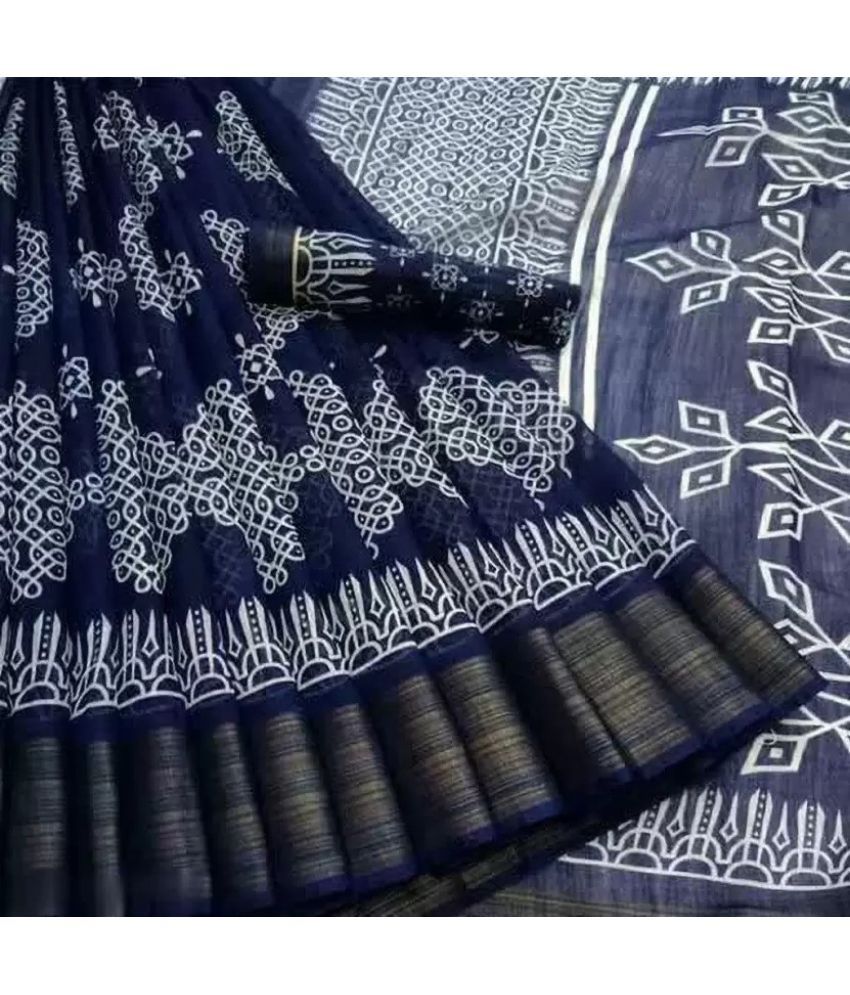     			Saadhvi Cotton Silk Applique Saree Without Blouse Piece - Blue ( Pack of 2 )