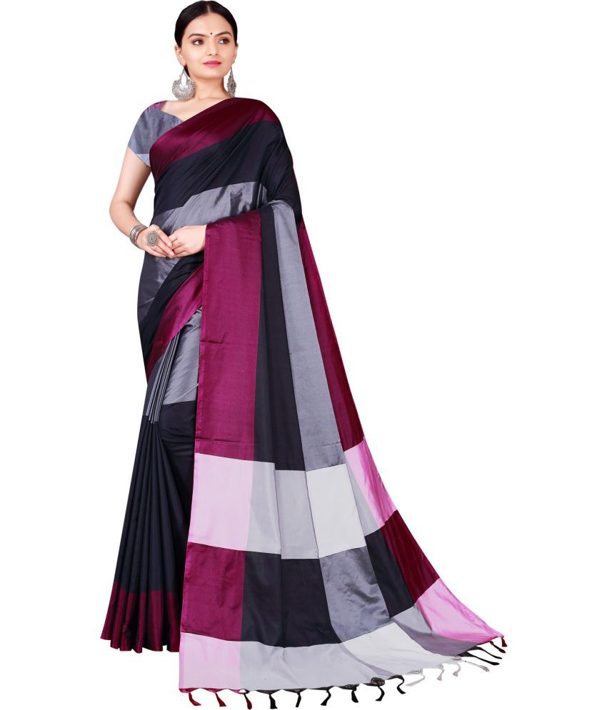     			Saadhvi Cotton Silk Applique Saree Without Blouse Piece - Black ( Pack of 1 )