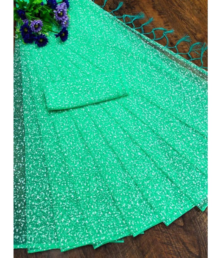     			Saadhvi Cotton Silk Applique Saree Without Blouse Piece - Lime Green ( Pack of 1 )