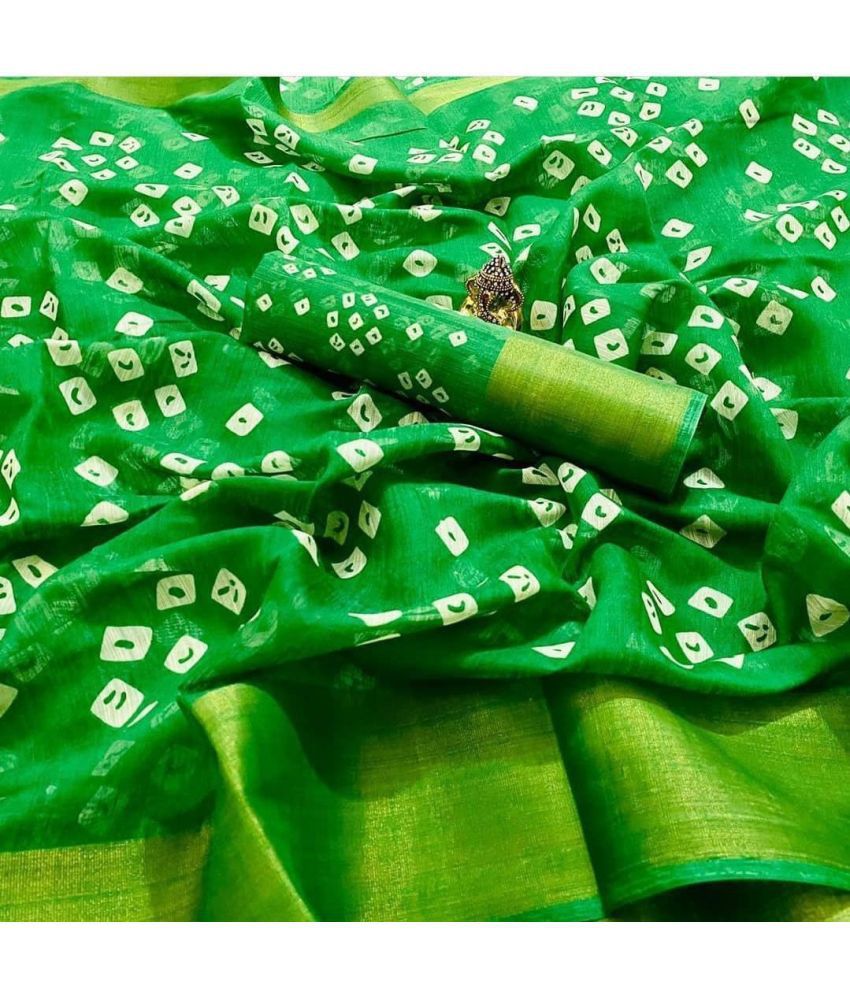     			Saadhvi Cotton Silk Applique Saree Without Blouse Piece - Green ( Pack of 2 )