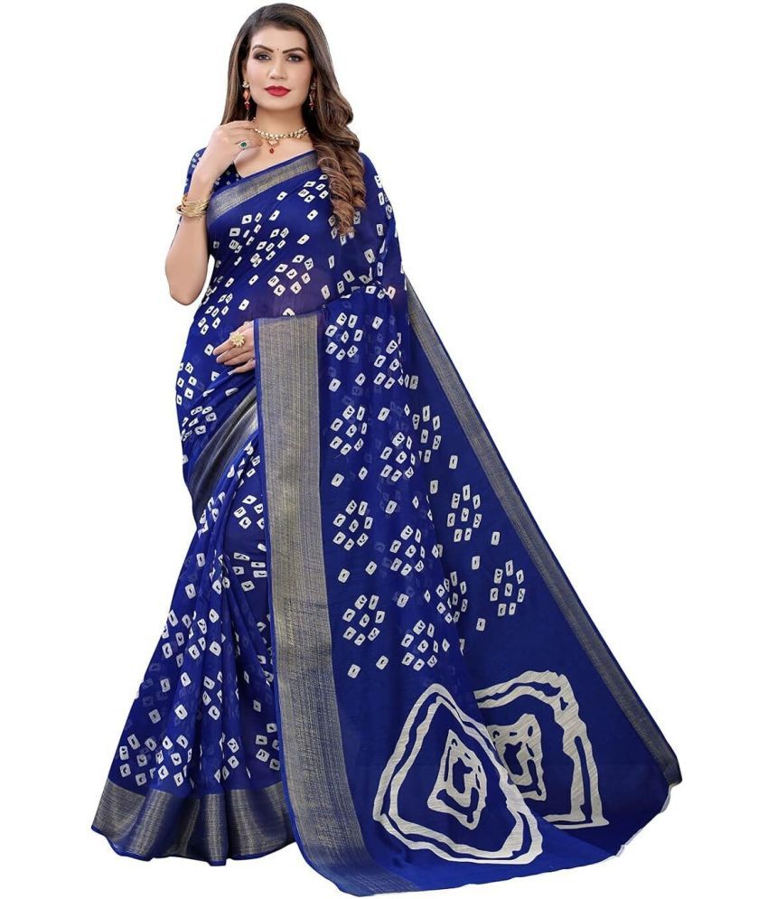     			Saadhvi Cotton Silk Applique Saree Without Blouse Piece - Blue ( Pack of 2 )