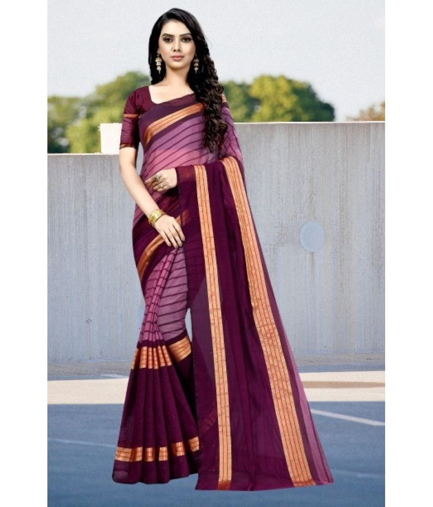     			Saadhvi Cotton Silk Applique Saree Without Blouse Piece - Purple ( Pack of 1 )