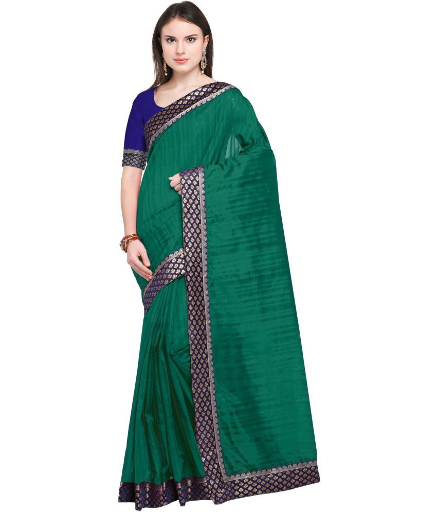     			Saadhvi Cotton Silk Applique Saree Without Blouse Piece - Green ( Pack of 1 )