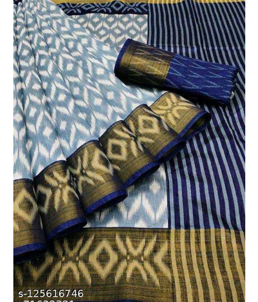     			Saadhvi Cotton Silk Solid Saree Without Blouse Piece - Blue ( Pack of 1 )