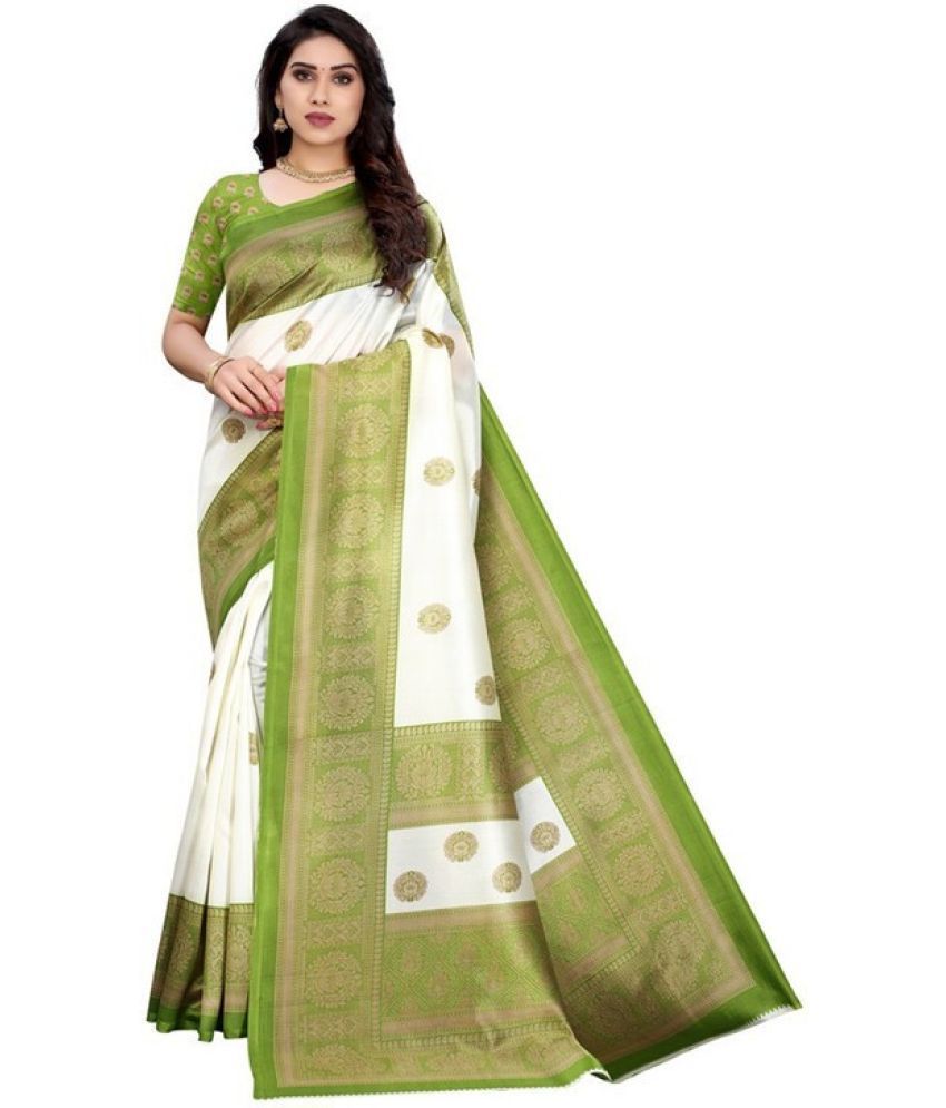     			Saadhvi Net Cut Outs Saree With Blouse Piece - Green ( Pack of 1 )