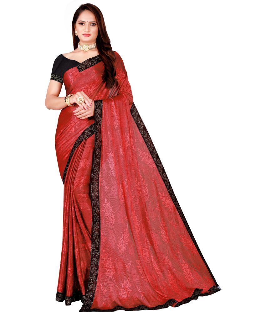     			Saadhvi Net Cut Outs Saree With Blouse Piece - Red ( Pack of 1 )