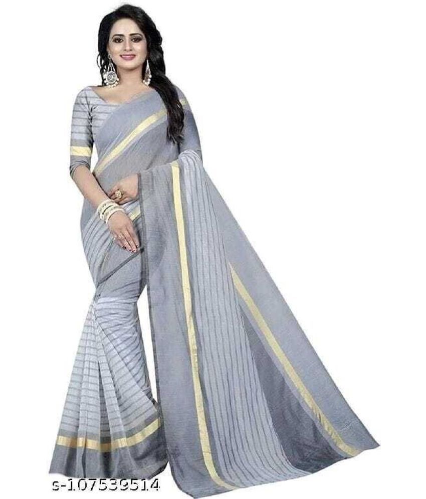     			Saadhvi Net Cut Outs Saree With Blouse Piece - Grey ( Pack of 1 )