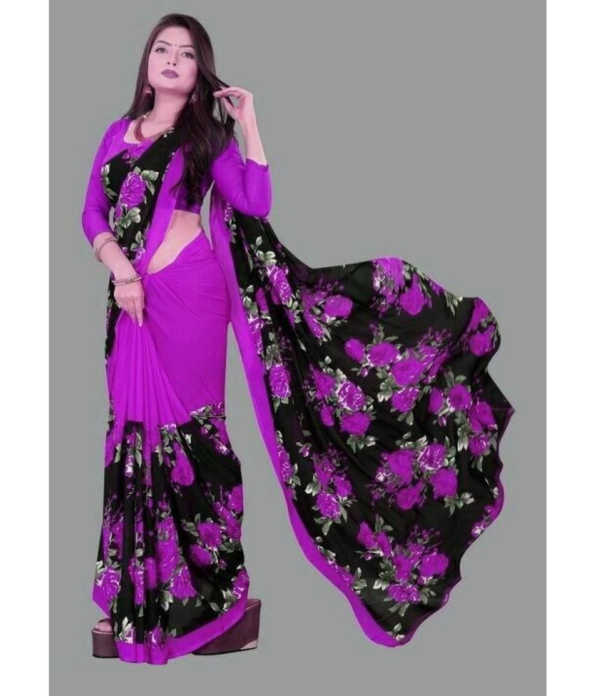     			Saadhvi Net Cut Outs Saree With Blouse Piece - Magenta ( Pack of 1 )