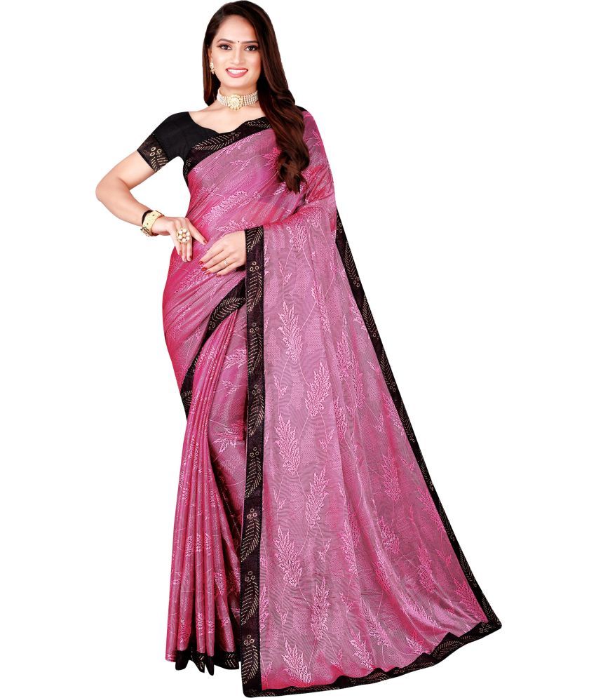     			Saadhvi Net Cut Outs Saree With Blouse Piece - Pink ( Pack of 1 )