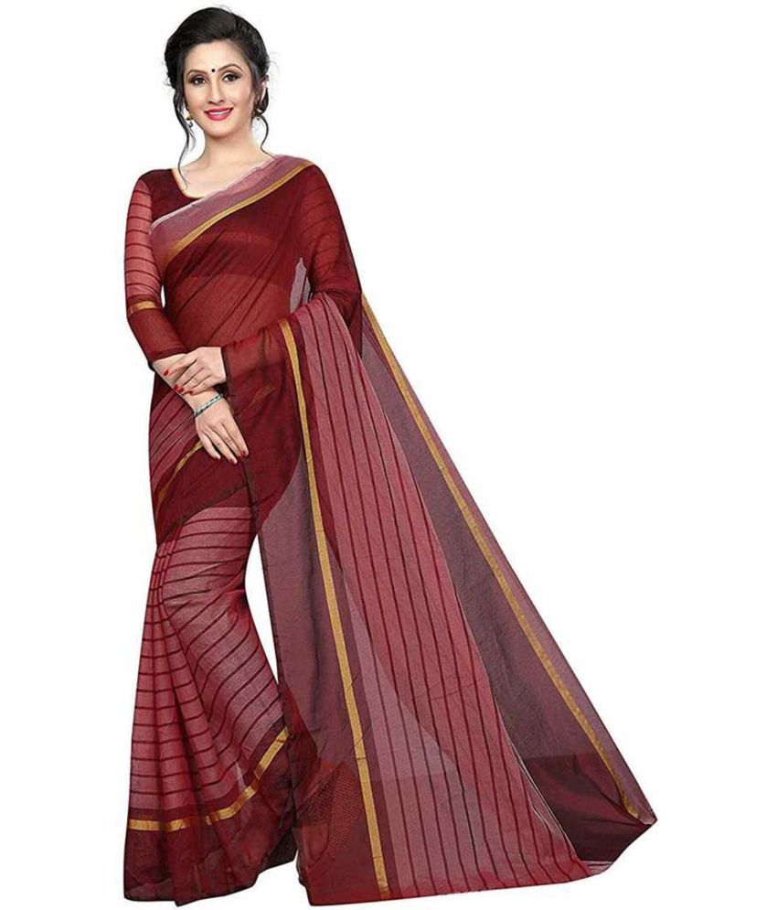     			Saadhvi Net Cut Outs Saree With Blouse Piece - Maroon ( Pack of 1 )