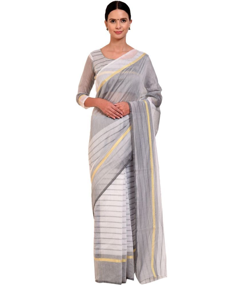     			Saadhvi Net Cut Outs Saree With Blouse Piece - White ( Pack of 1 )