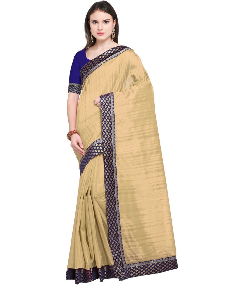     			Saadhvi Net Cut Outs Saree With Blouse Piece - Cream ( Pack of 1 )