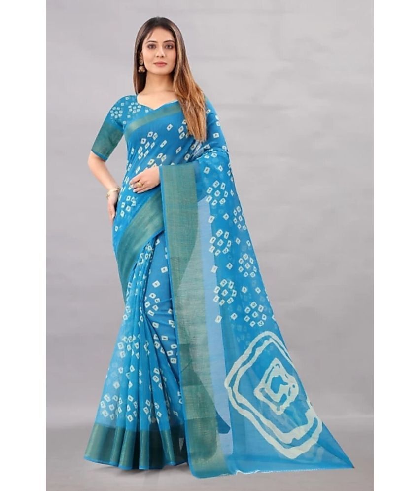     			Saadhvi Net Cut Outs Saree With Blouse Piece - Light Blue ( Pack of 1 )