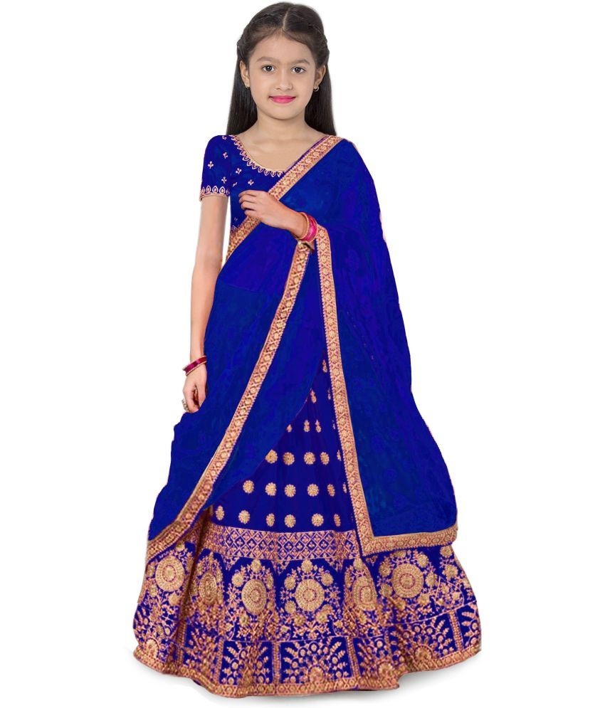     			Trijal Fab Silk Lehenga Choli Set For Girls ( Pack of 1 , Light Blue )