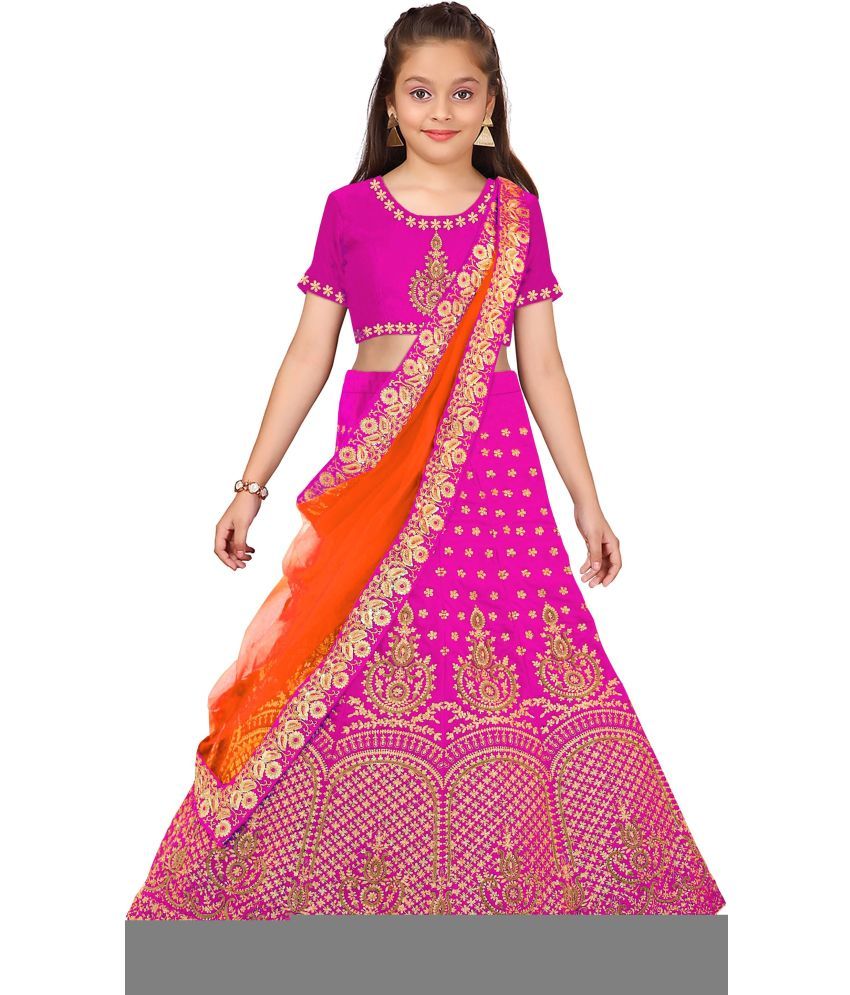     			Trijal Fab Silk Lehenga Choli Set For Girls ( Pack of 1 , Pink )