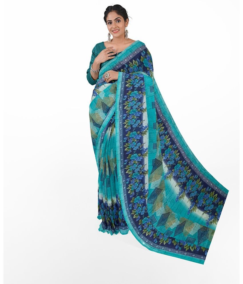     			Vkaran Cotton Silk Applique Saree Without Blouse Piece - Multicolor ( Pack of 1 )