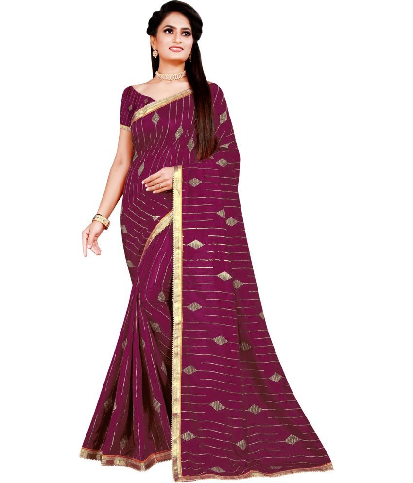     			Vkaran Cotton Silk Solid Saree Without Blouse Piece - Purple ( Pack of 1 )