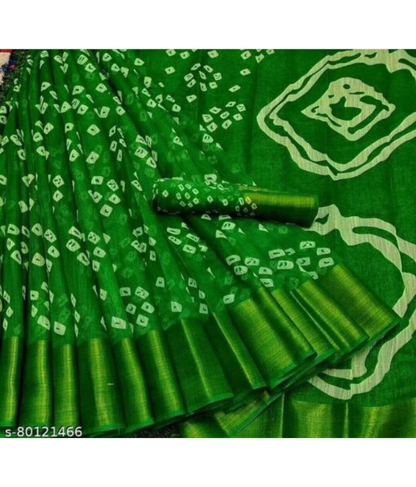     			Vkaran Cotton Silk Solid Saree Without Blouse Piece - Green ( Pack of 2 )