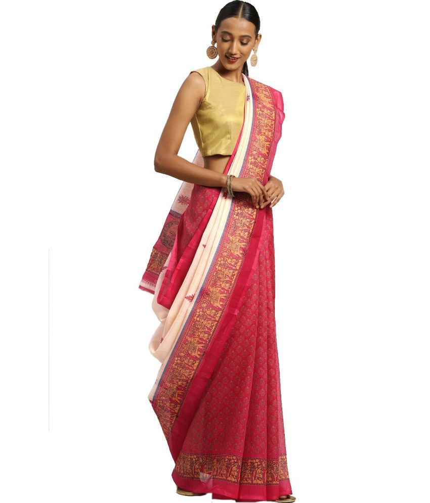     			Vkaran Net Cut Outs Saree With Blouse Piece - Multicolor ( Pack of 1 )