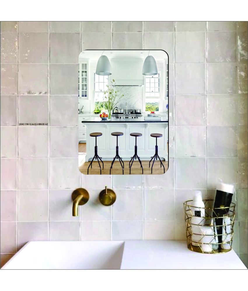     			WallDaddy Mirror Sticker for Wall on Tiles Unbreakable Plastic Wall Mirror Adhesive Mirror Sticker (30 * 20 CM, Unframed, Silver)