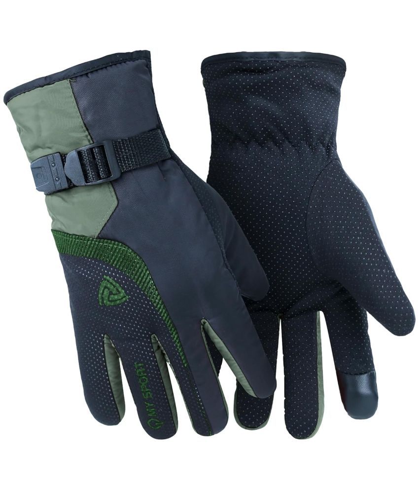     			ZAYSOO Green Nylon Men's Biker Gloves ( Pack of 1 )