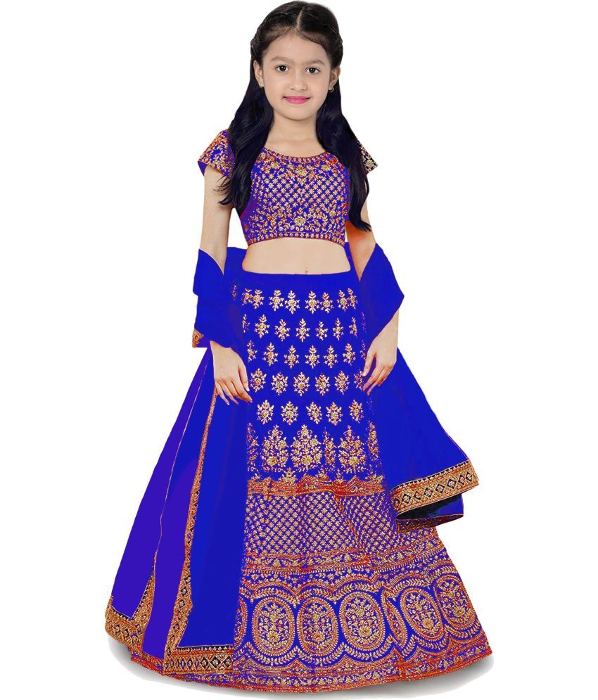     			kedar fab Light Blue Silk Girls Lehenga Choli Set ( Pack of 1 )