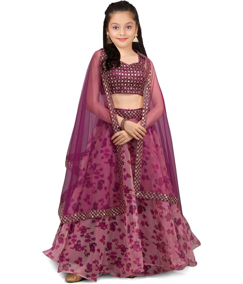     			kedar fab Pink Organza Girls Lehenga Choli Set ( Pack of 1 )