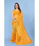 A TO Z CART Net Embroidered Saree With Blouse Piece - Yellow ( Pack of 1 )