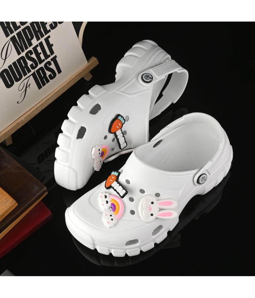     			Birde White Clogs