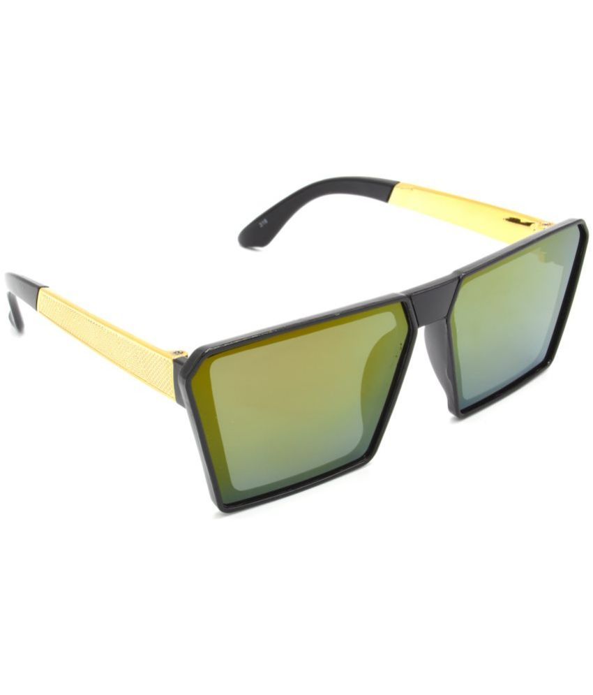     			Hrinkar Gold Rectangular Sunglasses ( Pack of 1 )