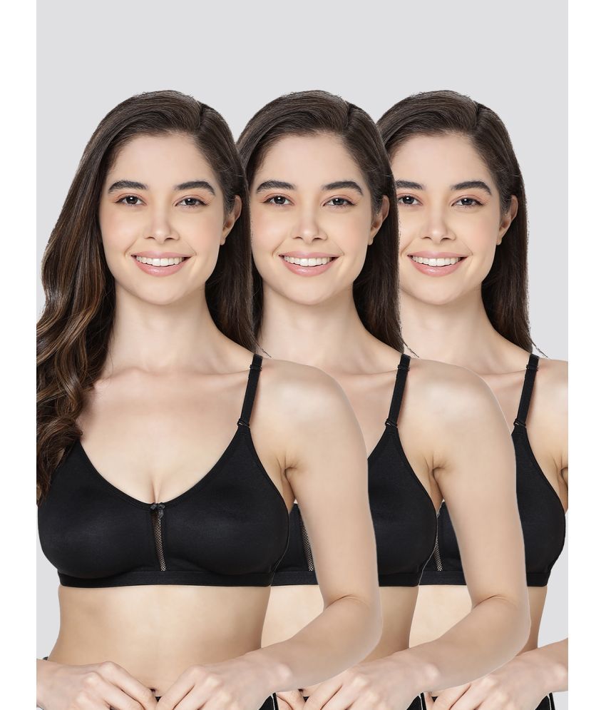     			Kalyani Pack of 3 Cotton Blend Non Padded Women's T-Shirt Bra ( Black ) GLORIA