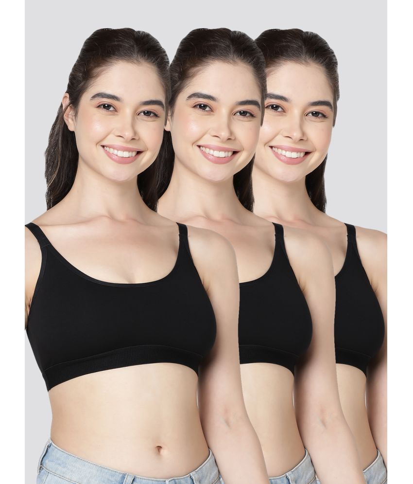     			Kalyani Pack of 3 Cotton Blend Non Padded Women's Shaping Bra ( Black ) CATHY