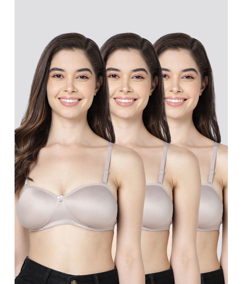     			Kalyani Pack of 3 Cotton Blend Lightly Padded Women's Balconette Bra ( Light Grey ) LESLIE