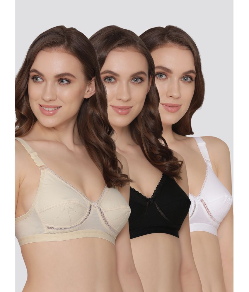     			Kalyani Pack of 3 Cotton Blend Non Padded Women's Everyday Bra ( Multicolor ) DIKSHA