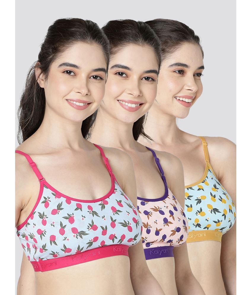     			Kalyani Pack of 3 Cotton Blend Non Padded Women's Teenage Bra ( Multicolor ) KB710003