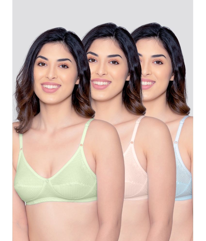     			Kalyani Pack of 3 Cotton Non Padded Women's Everyday Bra ( Multicolor ) ELIN