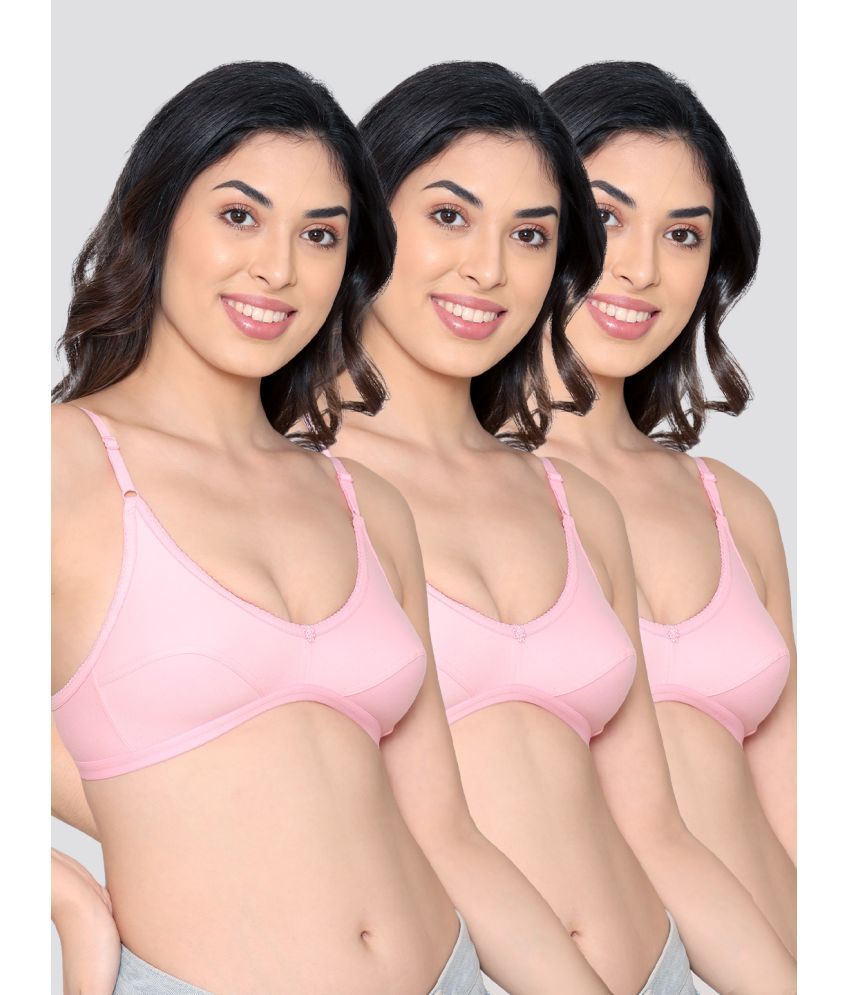     			Kalyani Pack of 3 Cotton Blend Non Padded Women's Everyday Bra ( Pink ) VIDHI