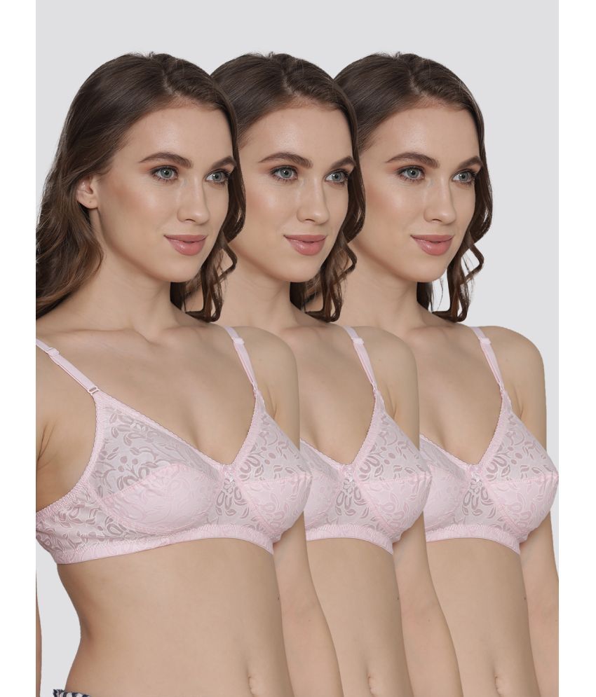     			Kalyani Pack of 3 Cotton Blend Non Padded Women's Everyday Bra ( Pink ) SNOW WAVES