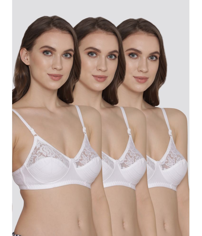     			Kalyani Pack of 3 Net Non Padded Women's Everyday Bra ( White ) DEEPALI