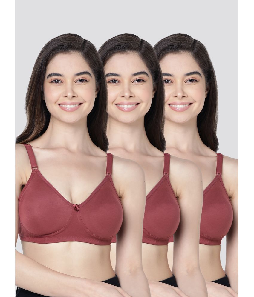     			Kalyani Pack of 3 Cotton Blend Non Padded Women's Everyday Bra ( Wine ) EVLYN