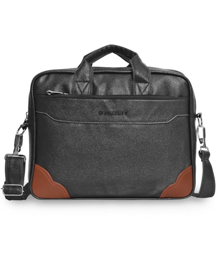     			Priority Black Solid Messenger Bag