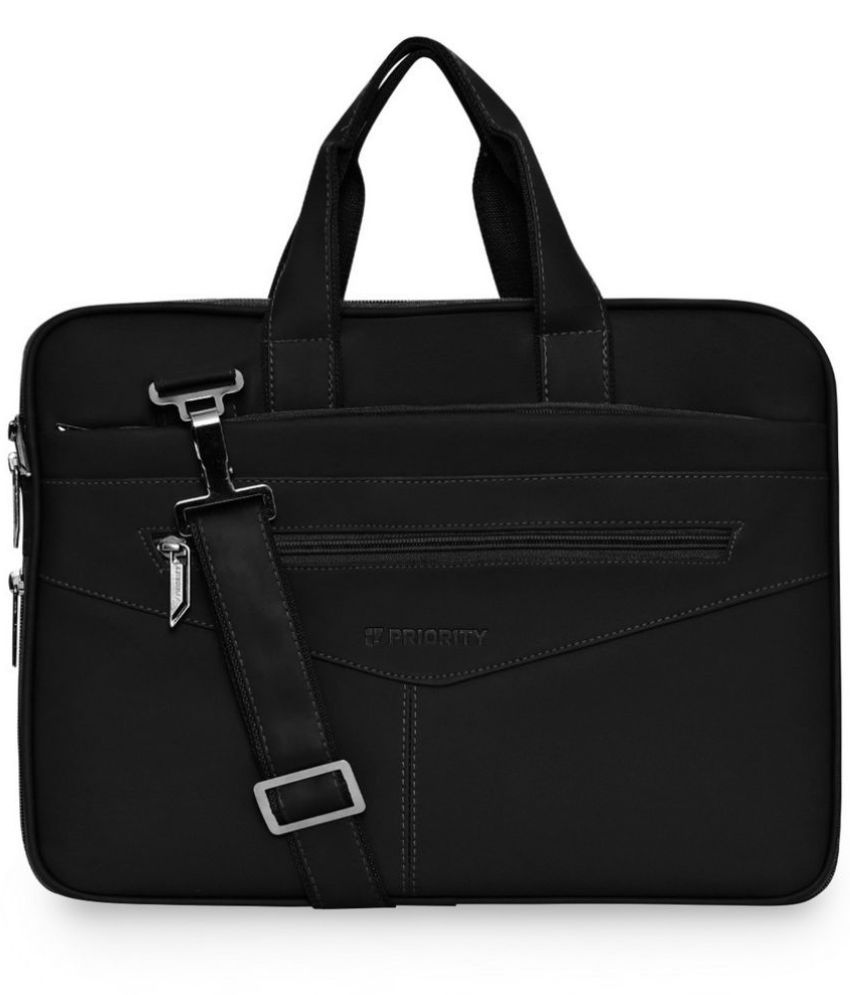     			Priority Black Solid Messenger Bag