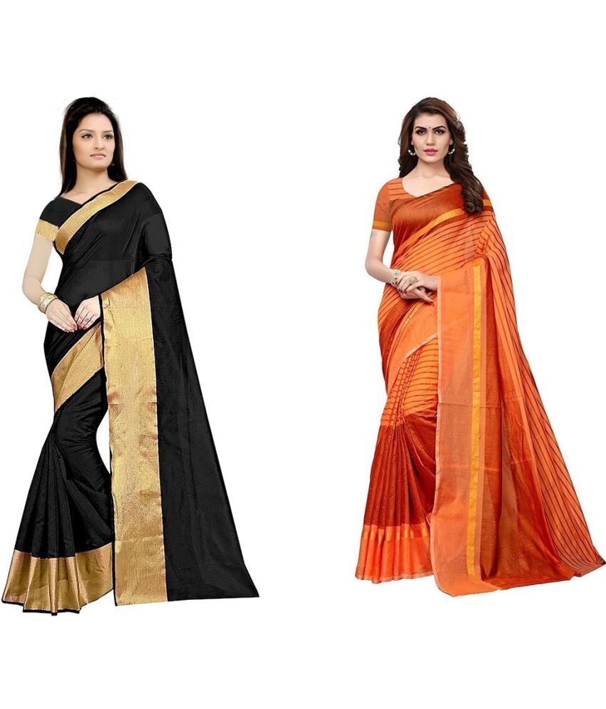     			Saadhvi Cotton Silk Printed Saree With Blouse Piece - Multicolor ( Pack of 2 )