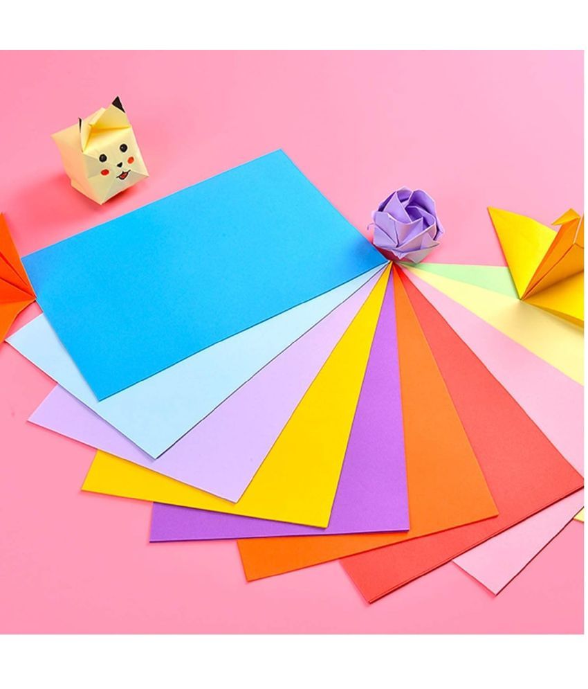     			ECLET 100 pcs Color A4 Medium Size Sheets (10 Sheets Each Color) Art and Craft Paper Double Sided Colored set 87