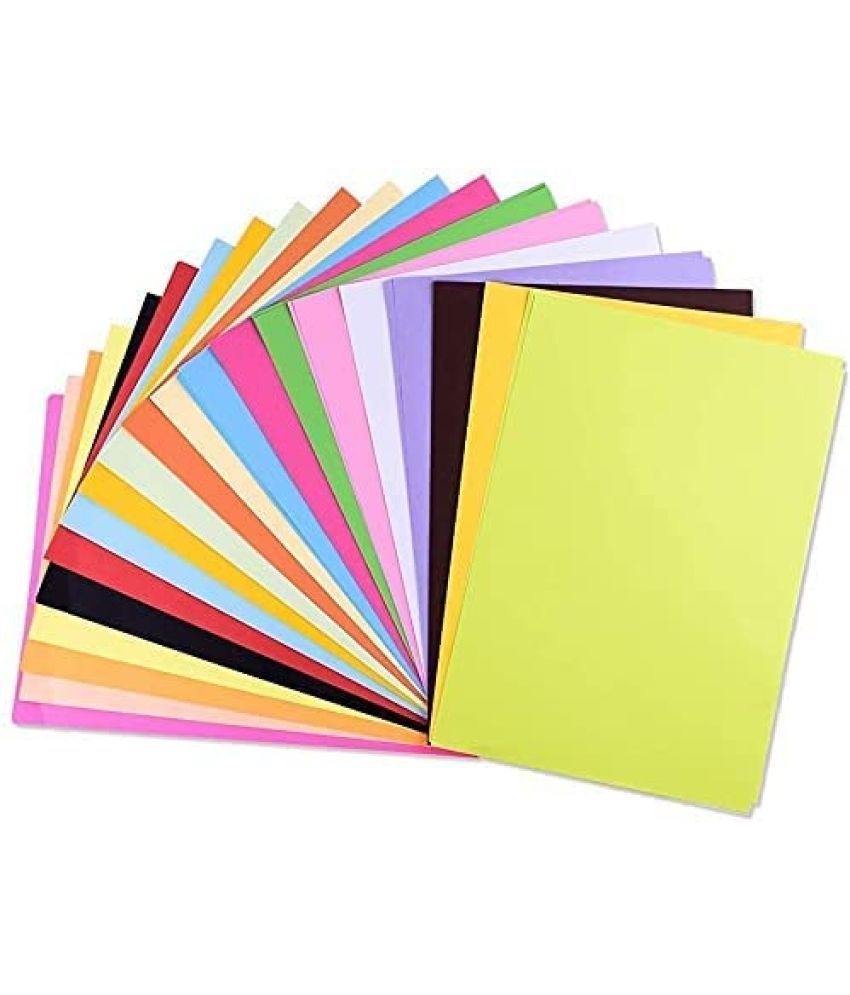     			ECLET 100 pcs Color A4 Medium Size Sheets (10 colour X 10 Sheet) 10 Sheets Each Color Art and Craft Paper Double Sided Colored(Length -27.5 cm Width - 20.3 cm) code 145