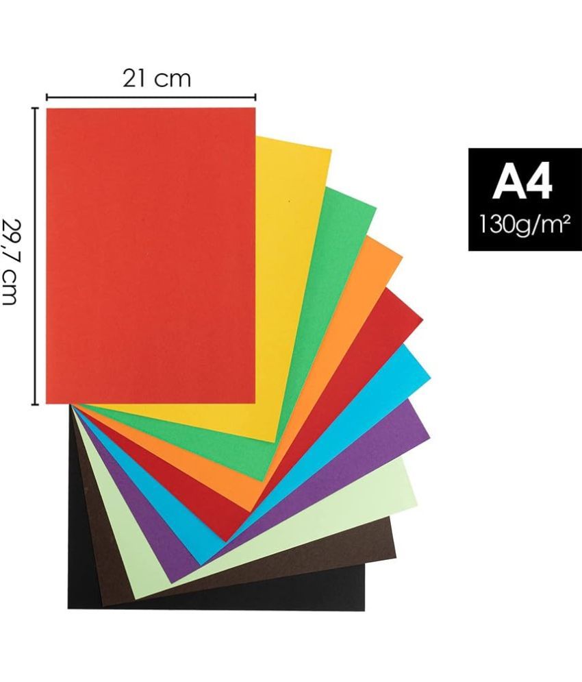     			ECLET 40 pcs Color A4 Medium Size Sheets (10 Sheets Each Color) Art and Craft Paper Double Sided Colored set 120