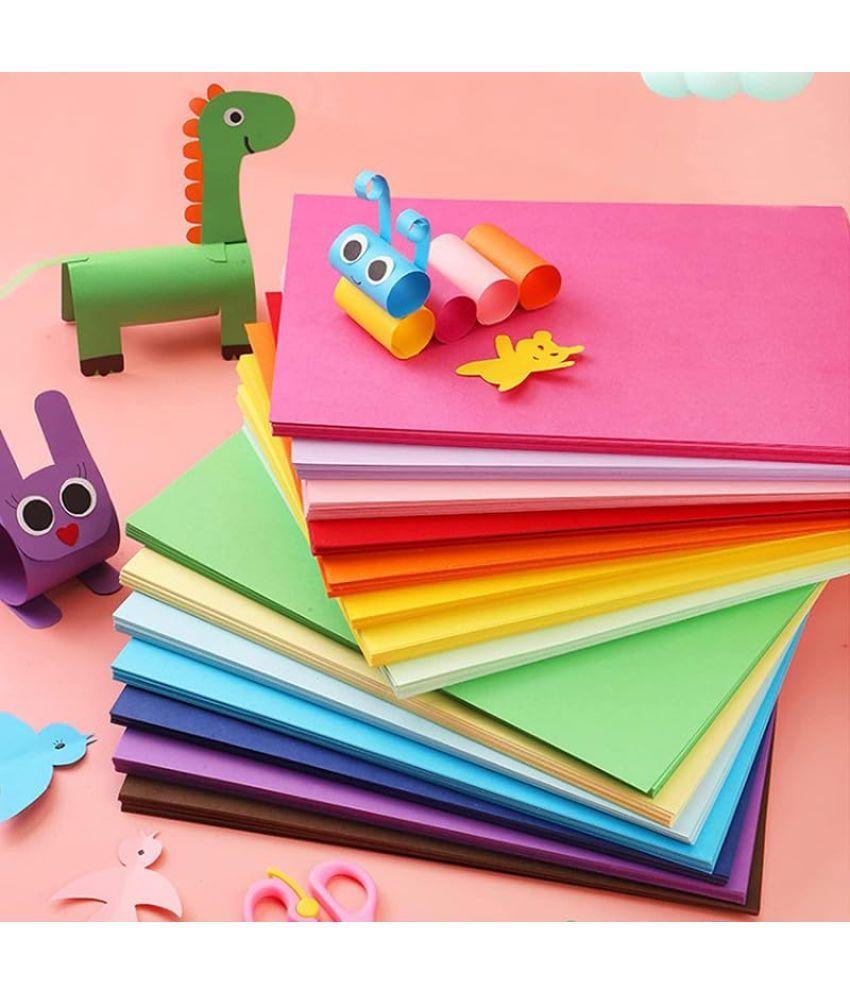     			ECLET 40 pcs Color A4 Medium Size Sheets (10 Sheets Each Color) Art and Craft Paper Double Sided Colored set 117