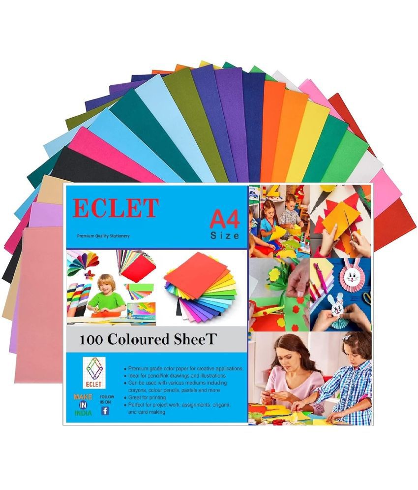     			ECLET A4 100 Coloured Sheets (10 Sheets each color) Copy Printing/Art and Craft Paper Double Sided Coloured Children's Day Gift, Birthday Gift, Party Favors,christmas decor etc b