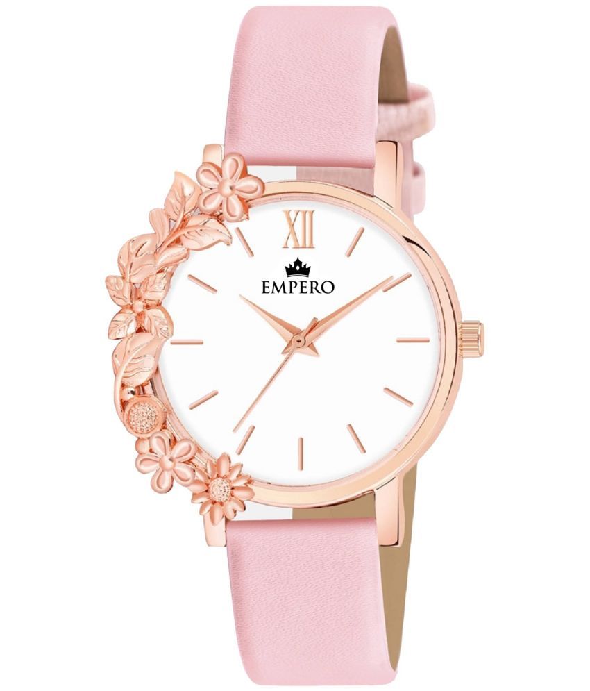     			EMPERO Pink Leather Analog Womens Watch